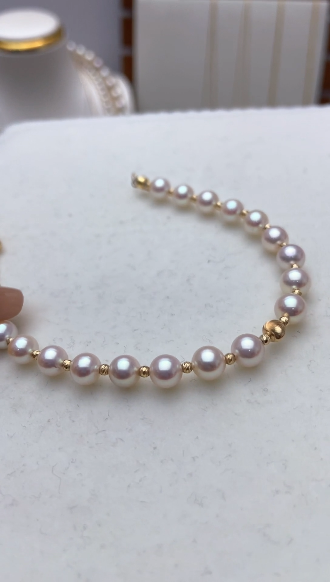 【闪购商品】海水珍珠手链18K金镶嵌天女5.5-6.0手链