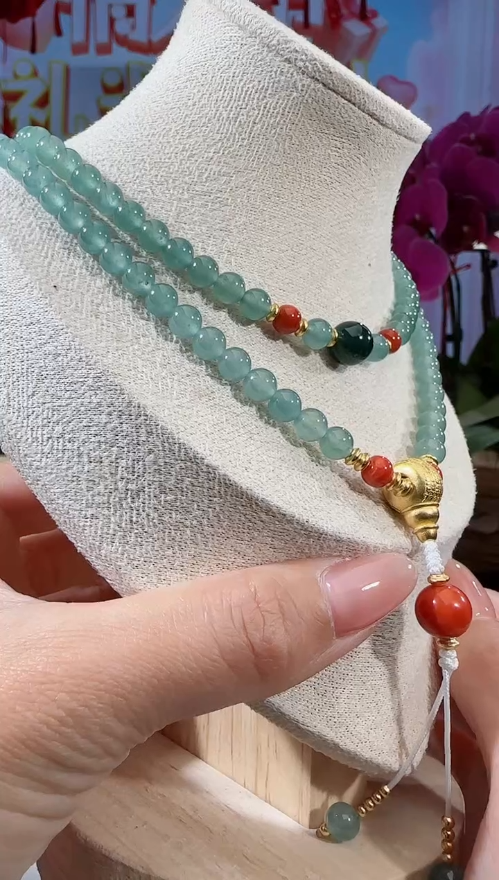 【闪购商品】翡翠项链银S925镶嵌长串多样性发一