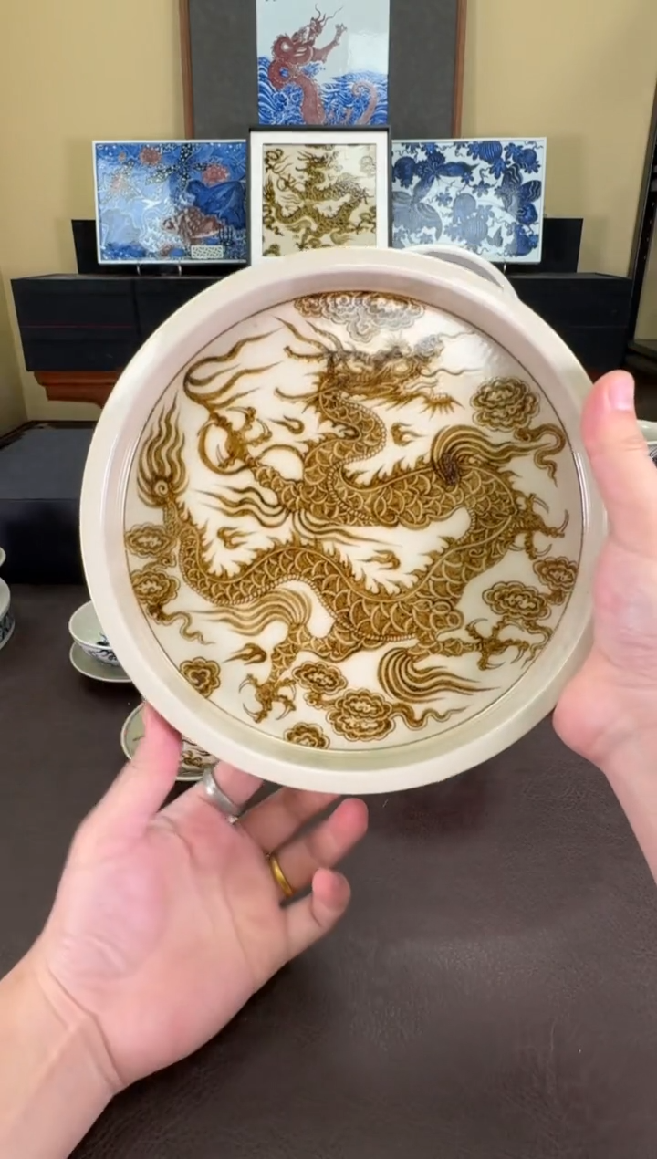 【闪购商品】瓷片釉里金1351龙纹壶承二号釉