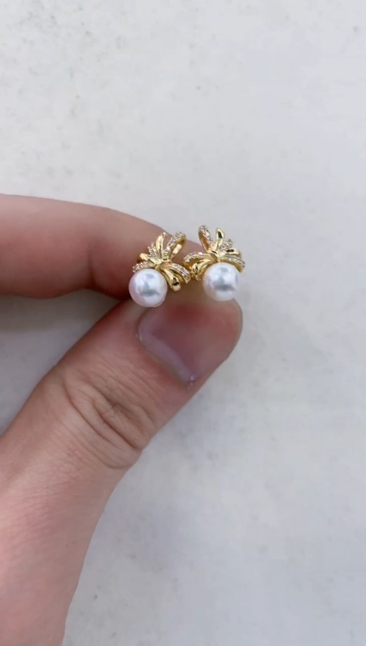 银S925镶嵌耳饰海水珍珠 