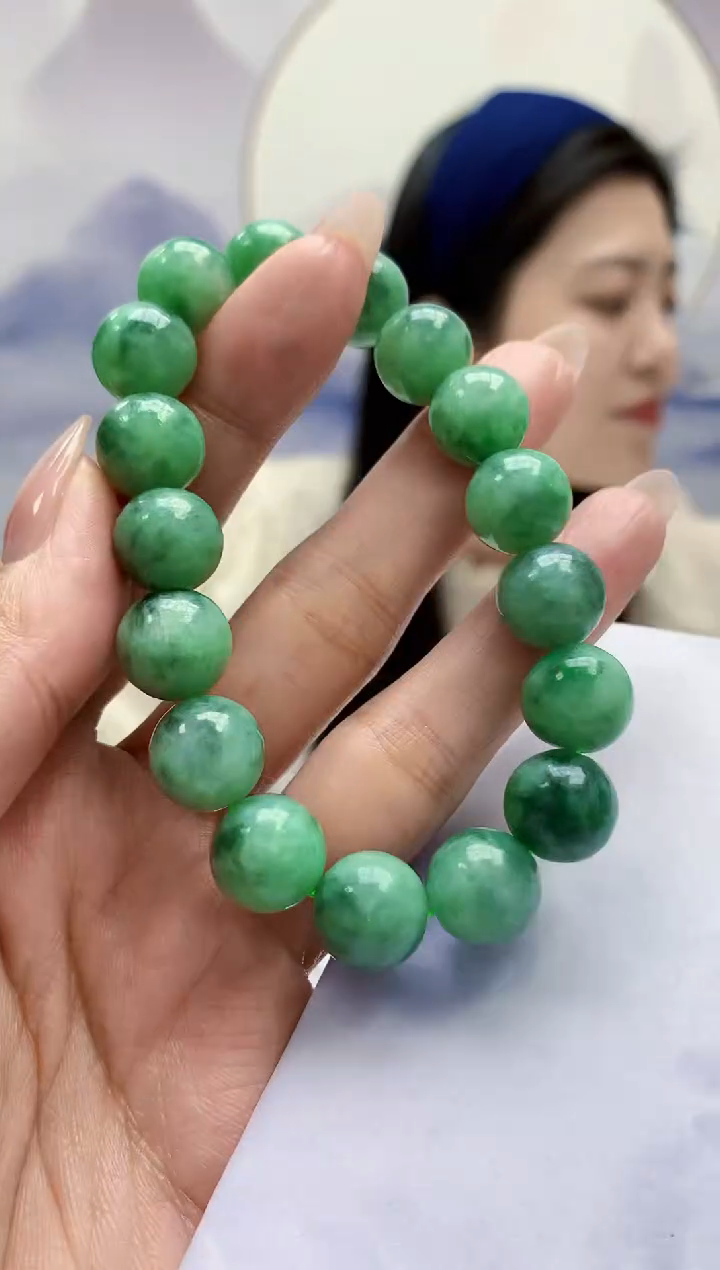 【闪购商品】定制翡翠未镶嵌0405MM-毛货手串93