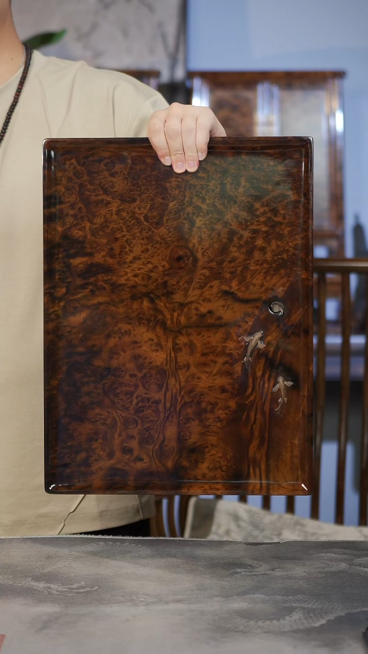 金丝楠603阴沉木满葡萄瘤金鱼小品茶盘44.5*33.5