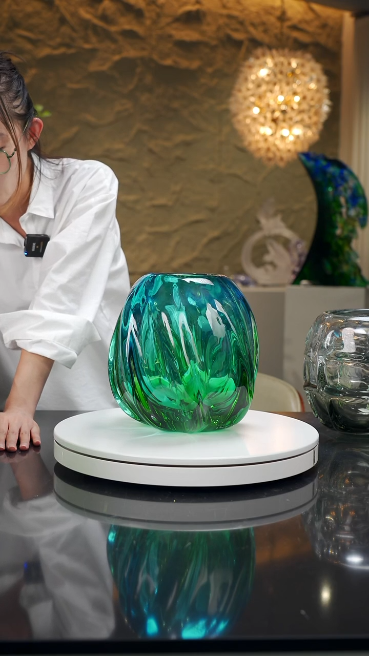 手工艺品琉璃蓝绿设计款花器