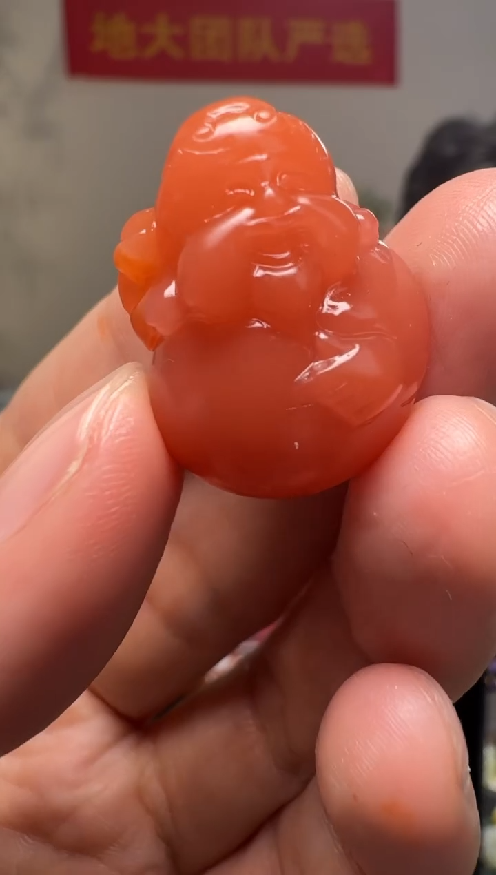 未镶嵌吊坠南红玛瑙南红嘟嘟财神雕刻件吊坠（吊坠孔）