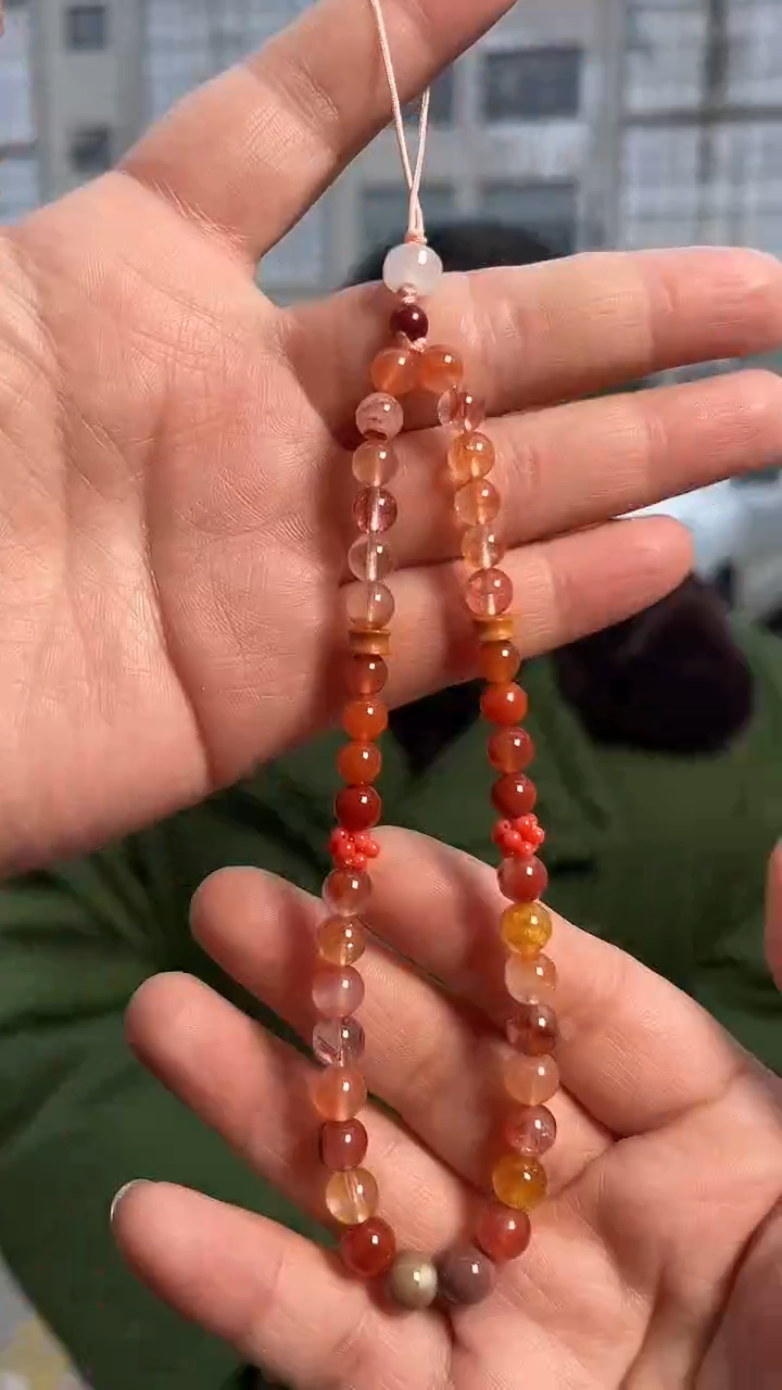 【闪购商品】水晶挂链未镶嵌天然胶花手机链多样性发一