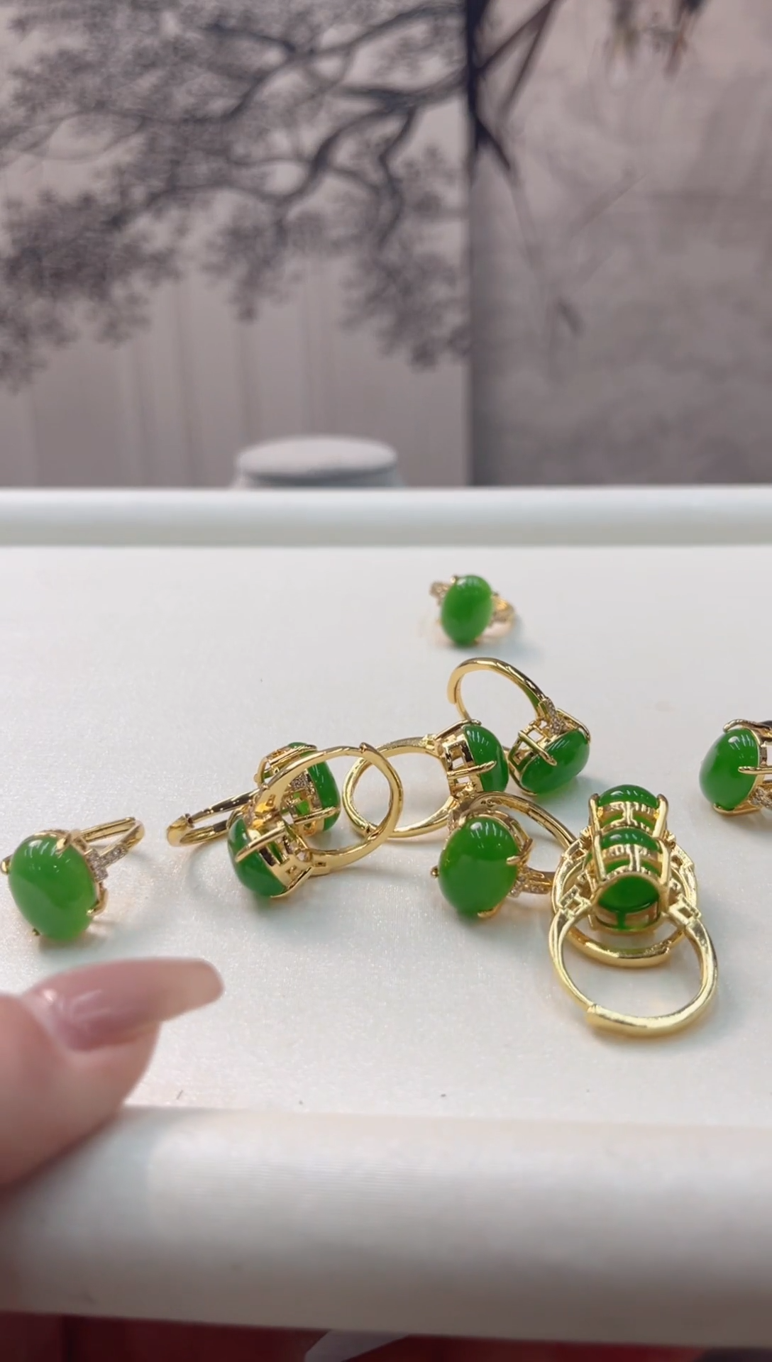 银S925镀金镶嵌戒指和田玉J130