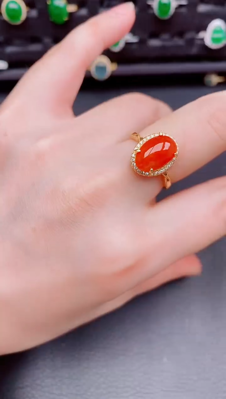 【闪购商品】翡翠戒指银S925镶嵌天然a货翡翠182