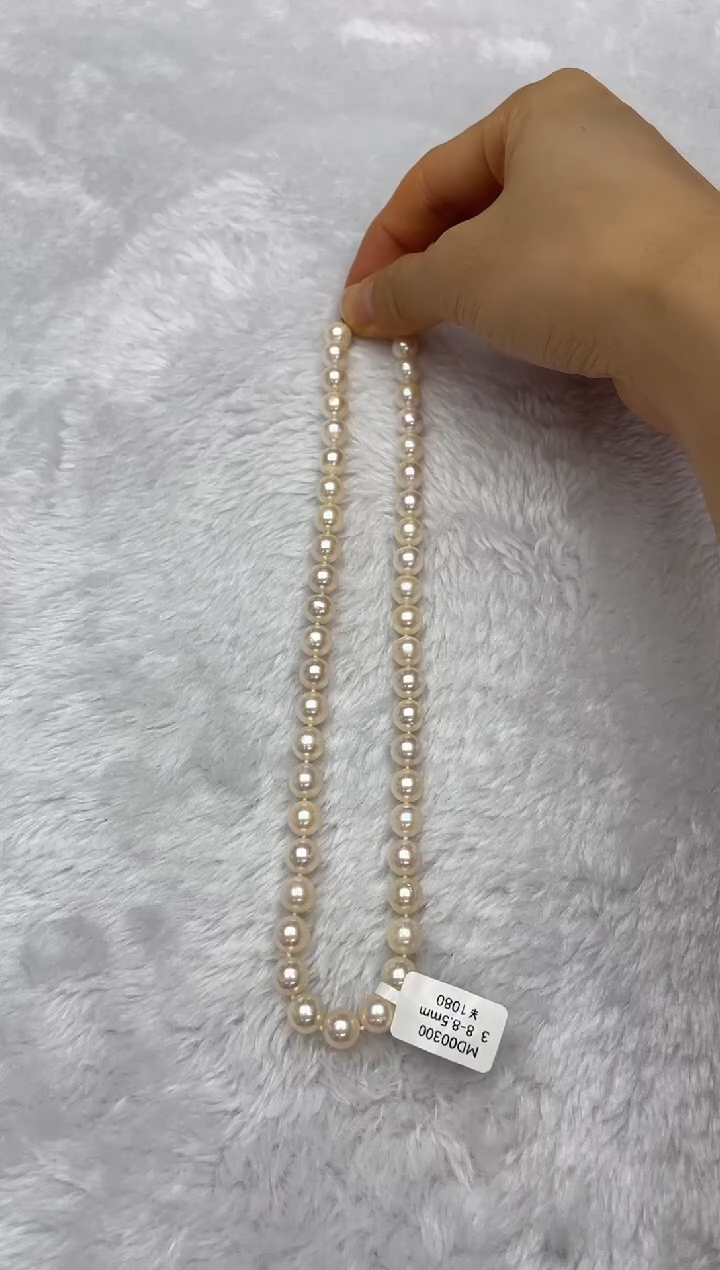 海水珍珠银S925镶嵌项链AK羽皇金8-8.5mm