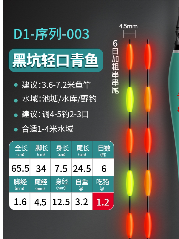 大物标漂青鱼漂无铅醒目拖钓夜光漂7鲤鱼目尾
