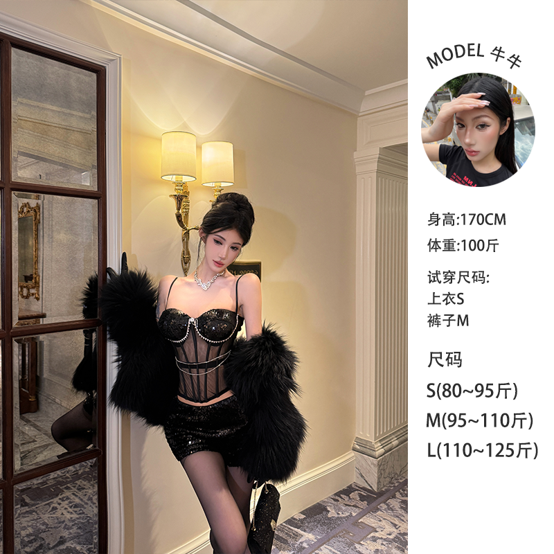 牛牛【黑桃K】法式性感气质重工鱼骨胸衣套装N25B30272+N25K30273