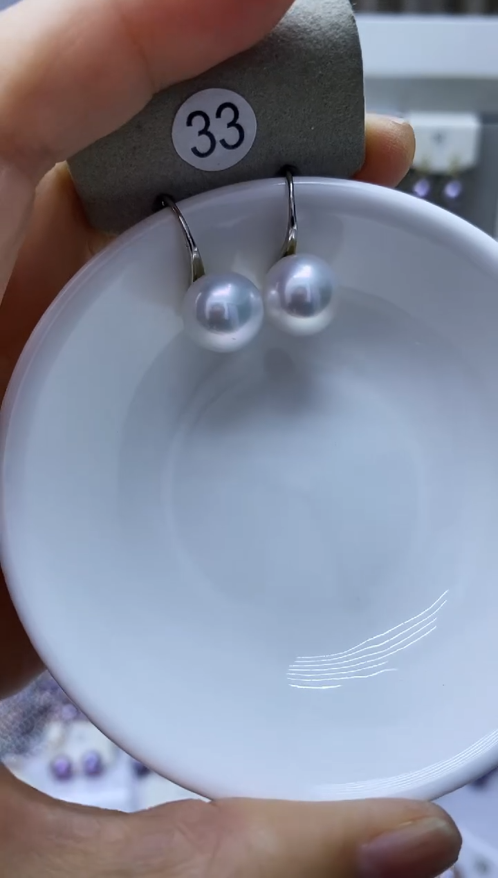 银S925镶嵌淡水珍珠耳饰33