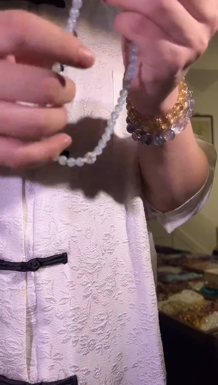 未镶嵌手链水晶海蓝宝双圈