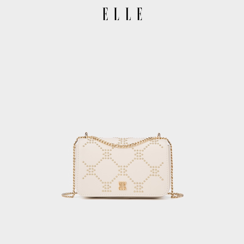 ELLE25年夏季新款耐磨单肩包麻将包包绗缝斜跨轻奢小方包25384