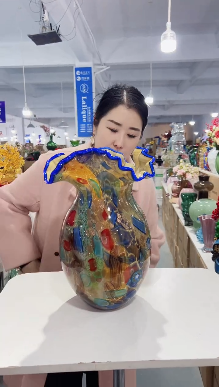 【闪购商品】玻璃YS-SF-折纸大花瓶