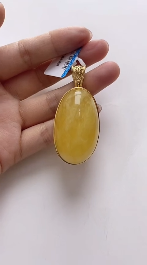 【闪购商品】琥珀裸石银S925镶嵌蜜蜡吊坠