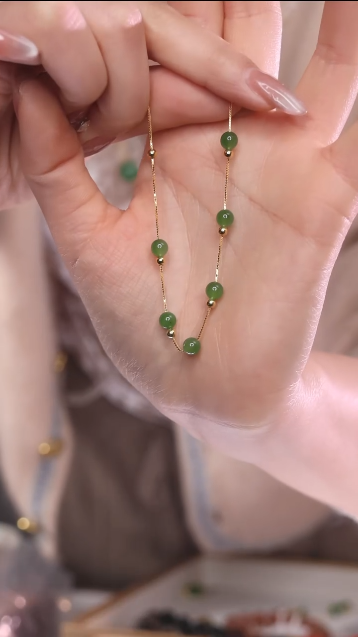 【闪购商品】和田玉手链银S925镀金镶嵌和田玉手链