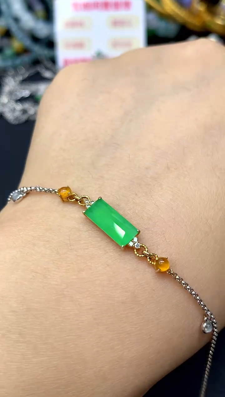 18K金镶嵌手链翡翠279-中国好珍宝