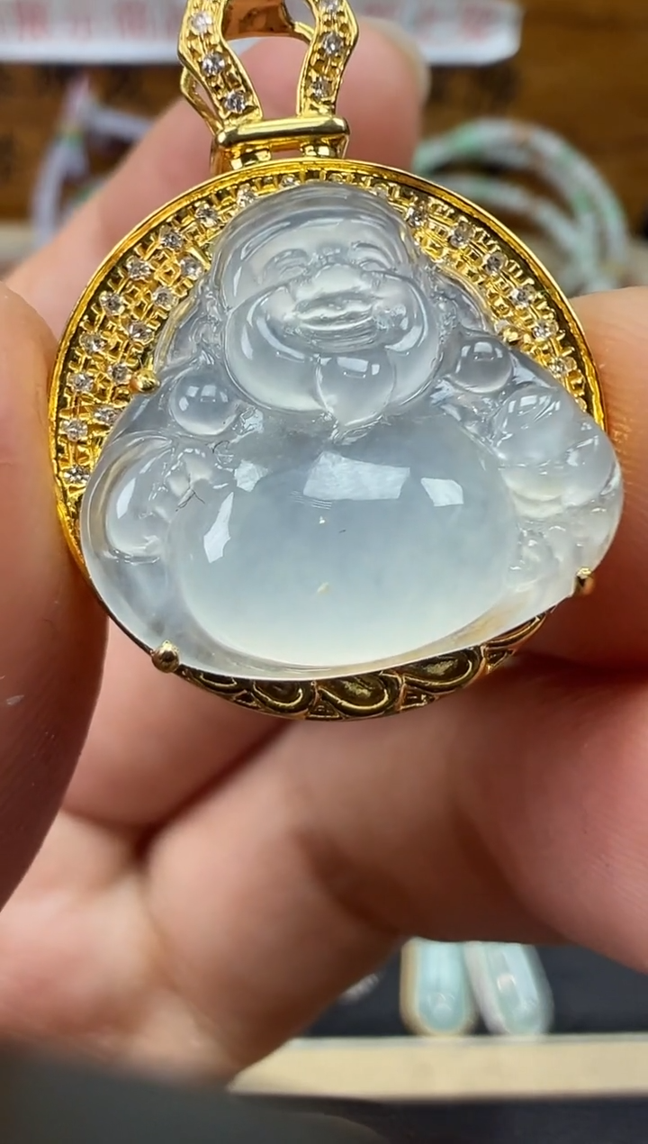 【闪购商品】翡翠吊坠(不含链)18K金镶嵌财哥