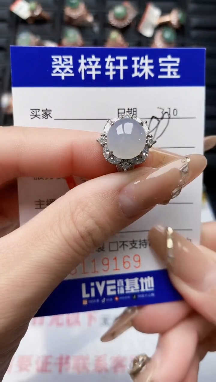 翡翠银S925镶嵌戒指9169