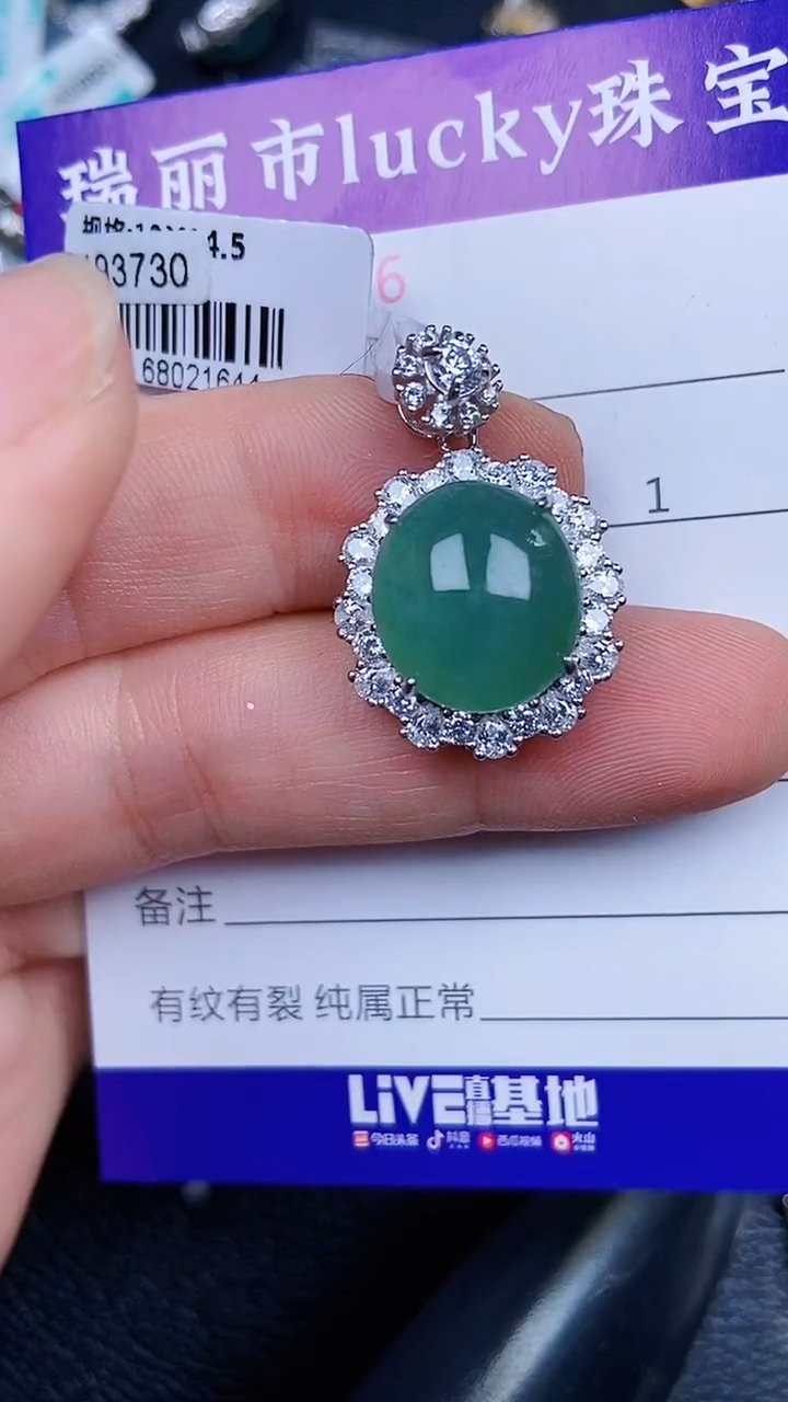 颈饰银S925镶嵌翡翠2146