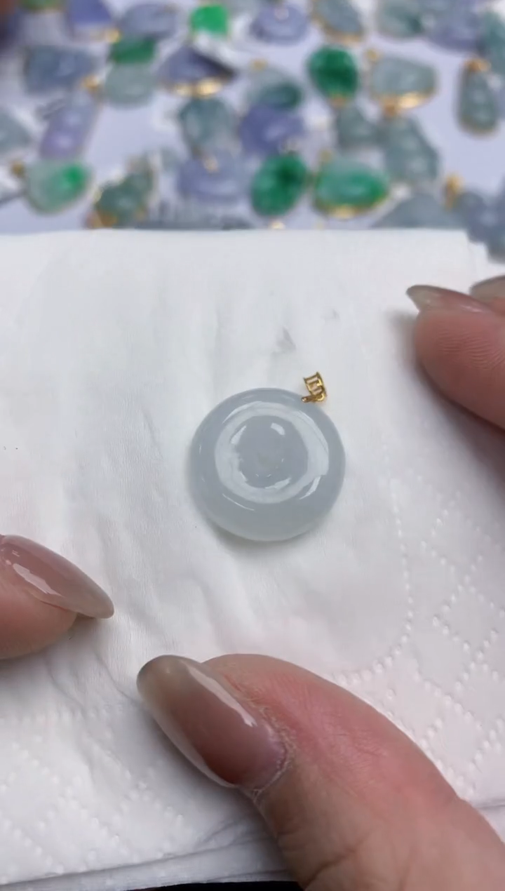 【闪购商品】翡翠颈饰18K金镶嵌天然缅甸翡翠A货