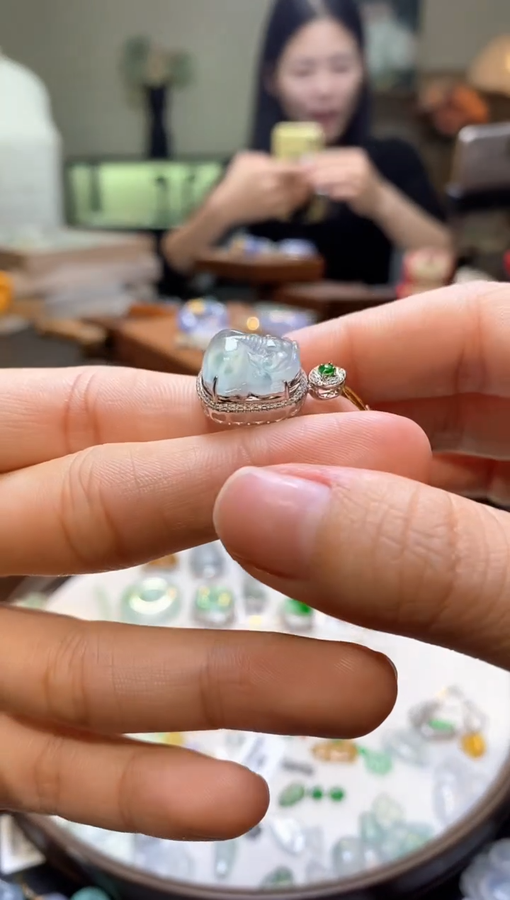 翡翠18K金镶嵌颈饰貔貅