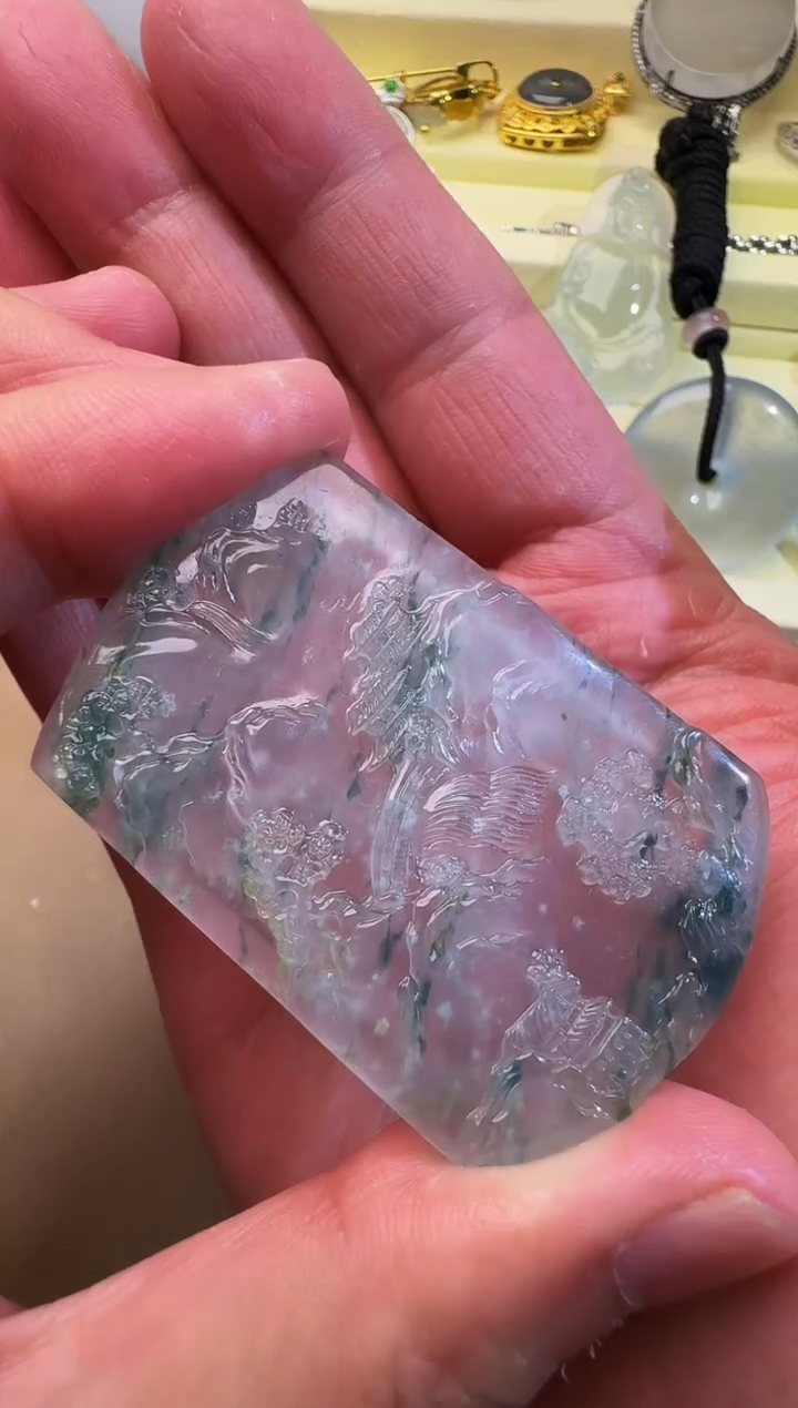 【闪购商品】定制翡翠未镶嵌山水牌定金