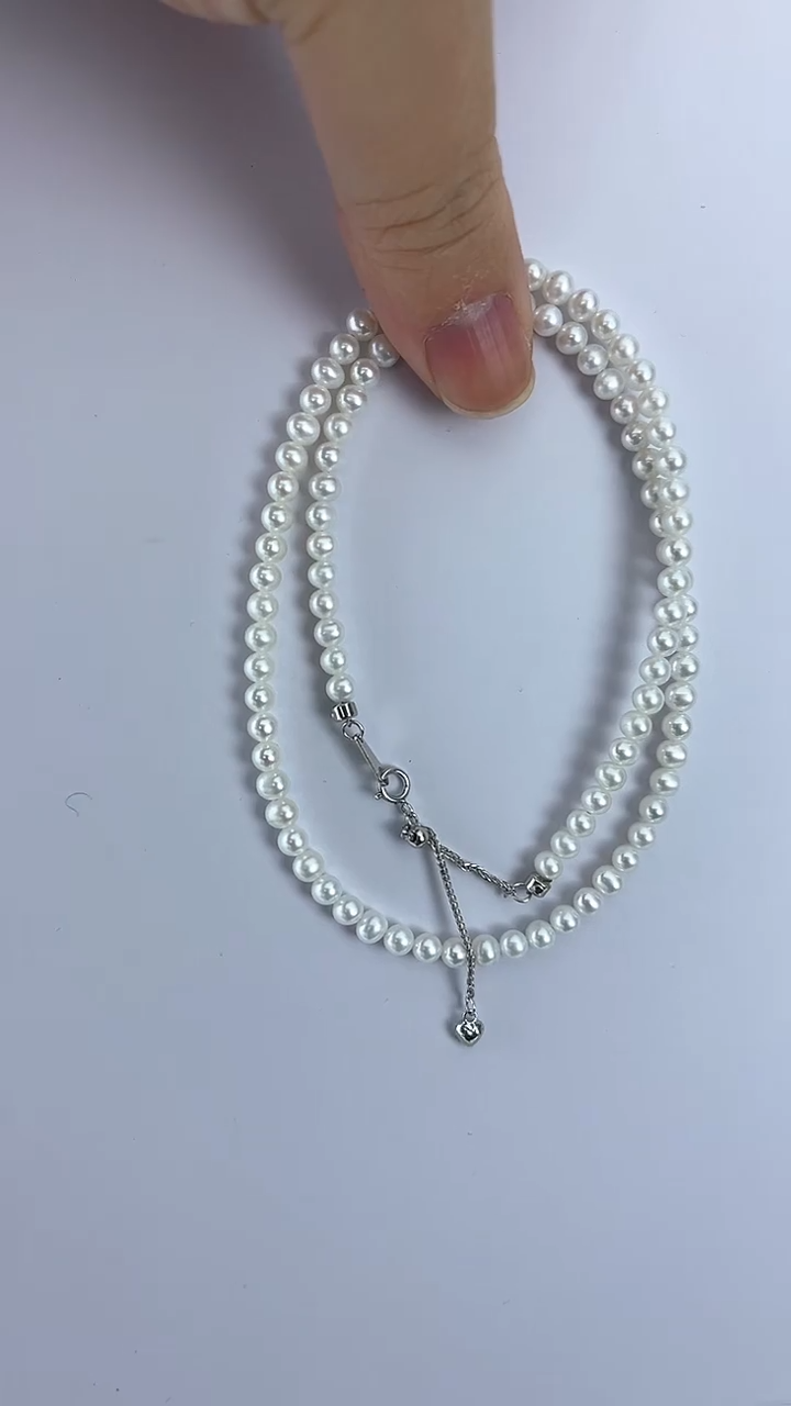 【闪购商品】淡水珍珠颈饰未镶嵌21天然极光珍珠奥白光小米珠4-5