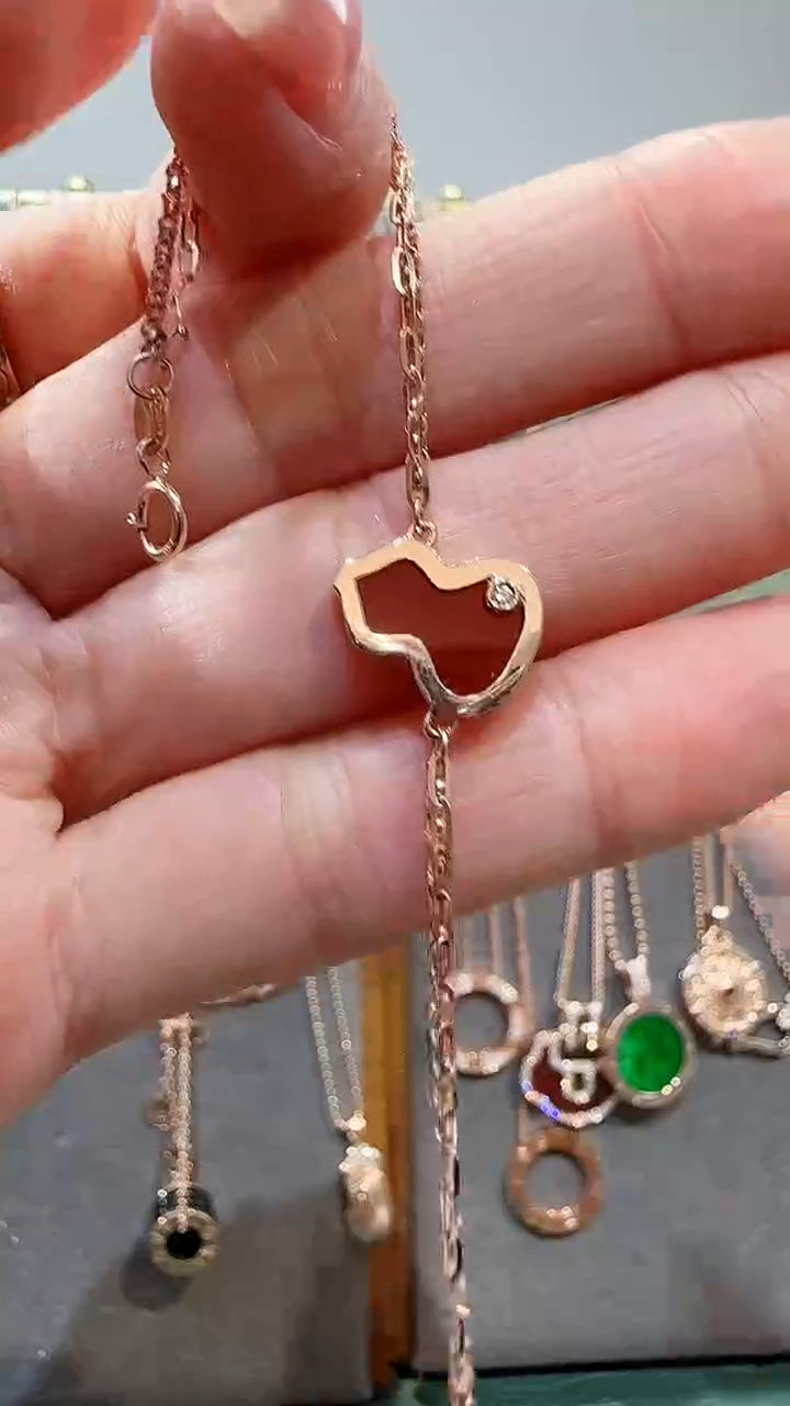 【闪购商品】玛瑙/玉髓手链18K金镶嵌18K金钻石葫芦手链