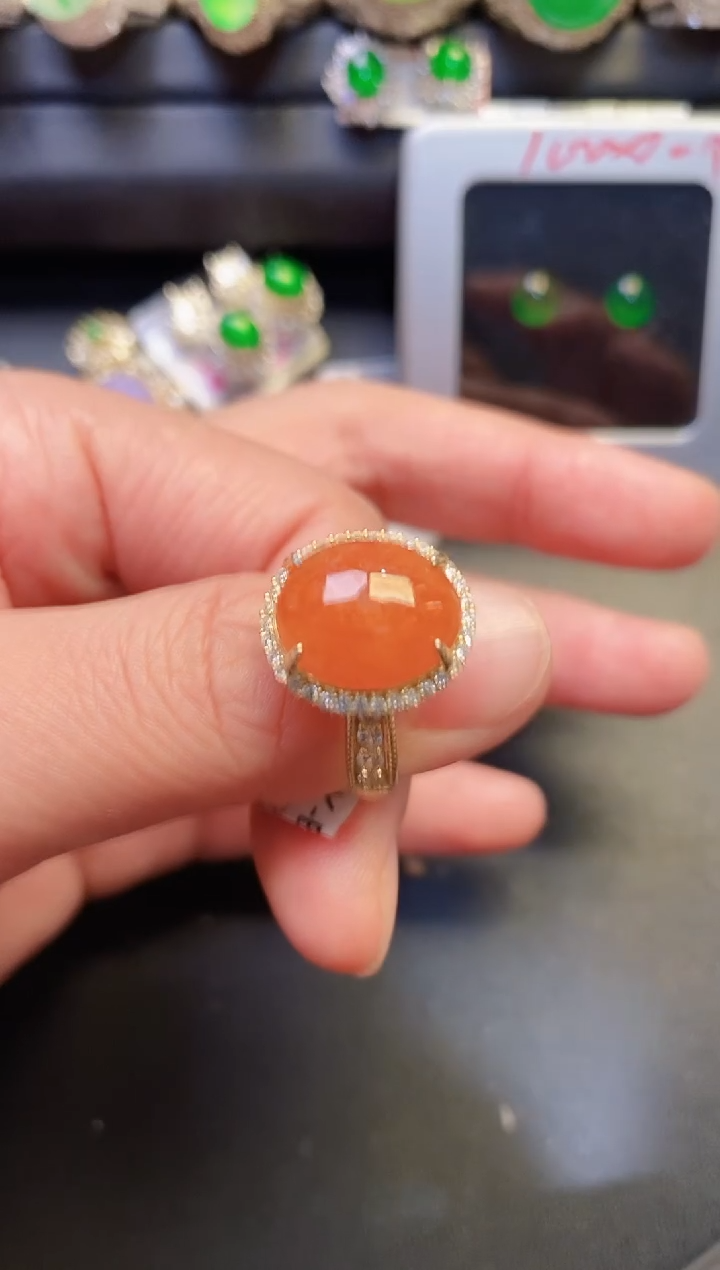 银S925镶嵌戒指翡翠天然