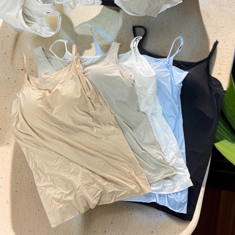 莫代尔棉混纺罩杯一体舒适凉感透气吊带背心内外穿百搭打底美背