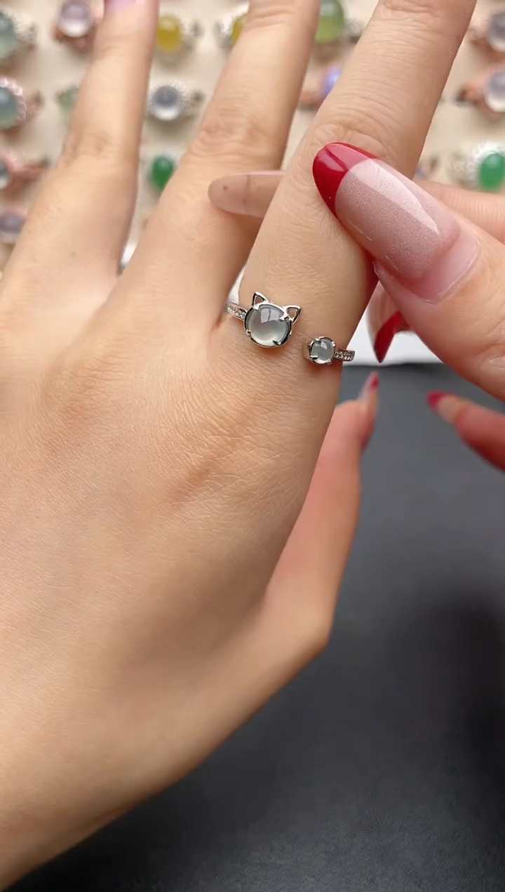 【闪购商品】翡翠戒指银S925镶嵌一物一证一礼盒