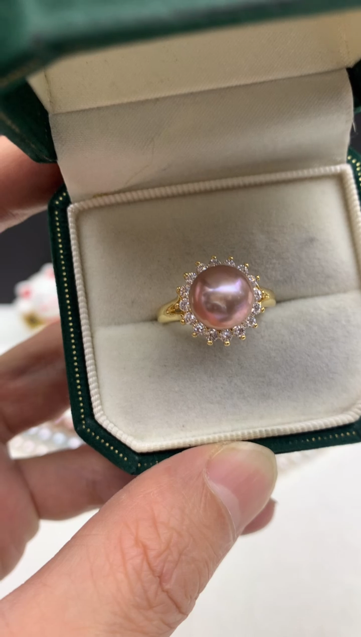 未镶嵌ff淡水珍珠紫珠戒指