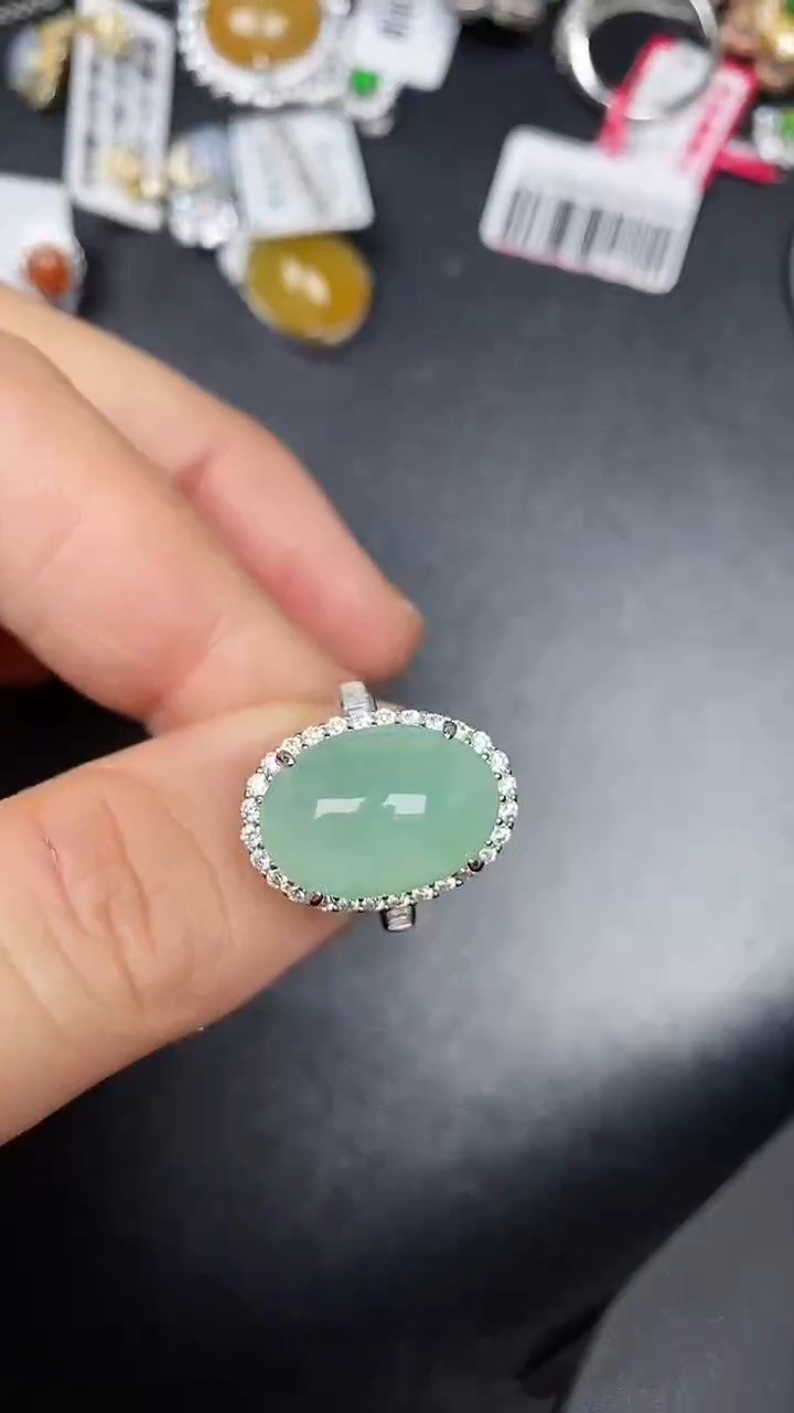 银S925镶嵌戒指翡翠6500