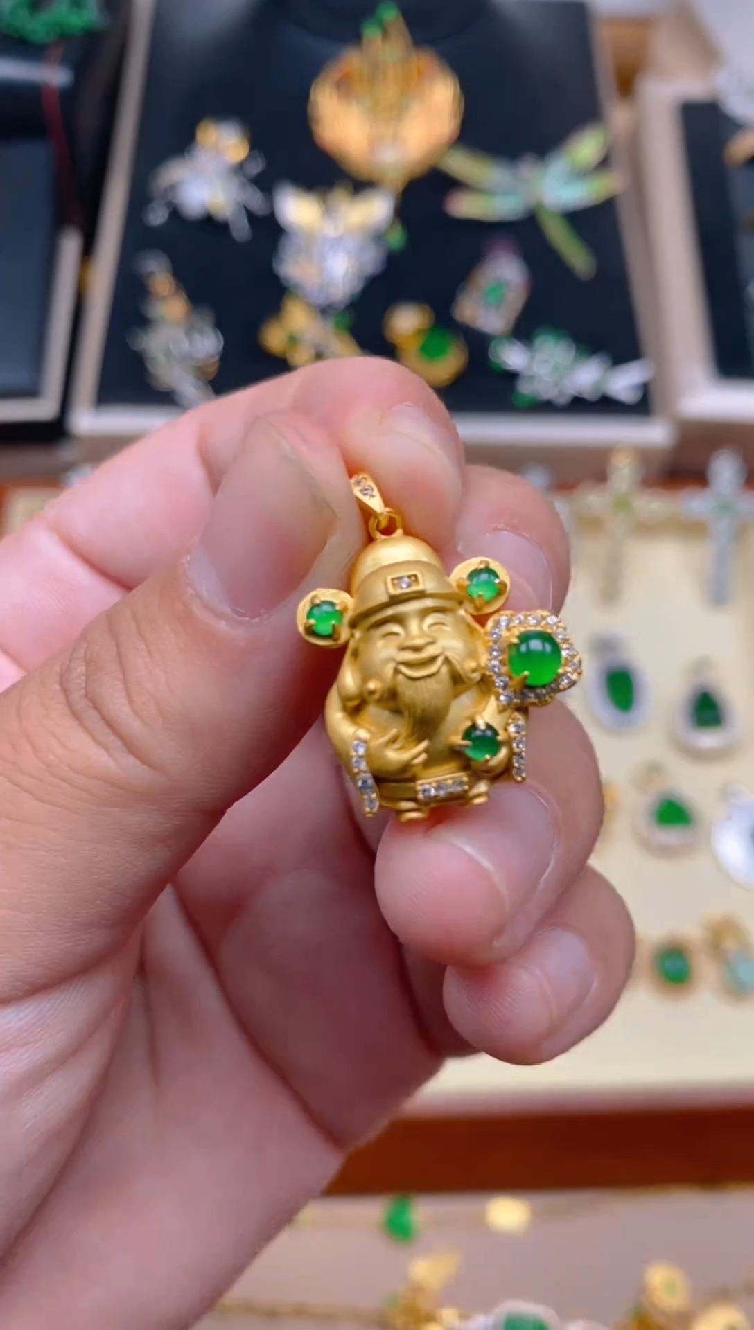 【闪购商品】翡翠吊坠(不含链)银S925镶嵌财神