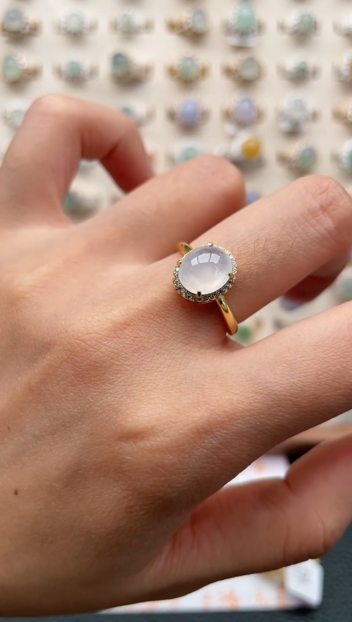 翡翠戒指银S925镶嵌1111