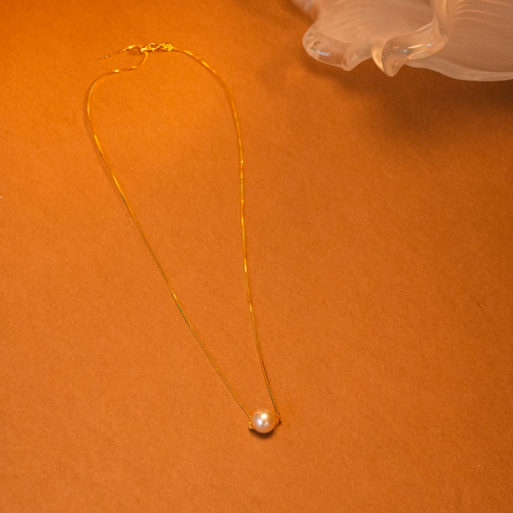 【香槟色明珠璀璨】无核淡水极光怪色珍珠项链 卡8.5mm左右