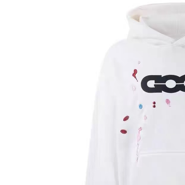 55号-GOODBRAND 2024F/W 糖果刺绣泼墨连帽卫衣 -白色