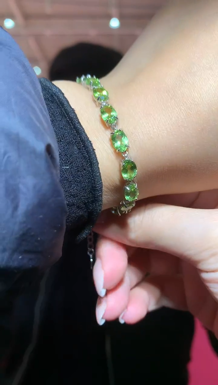 银S925镶嵌手链橄榄石【宝石世家严选】