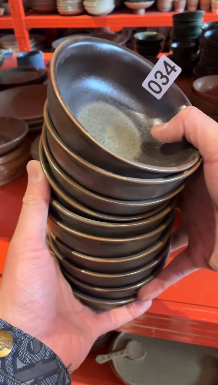 瓷片莫*急34银兔毫饭碗10个