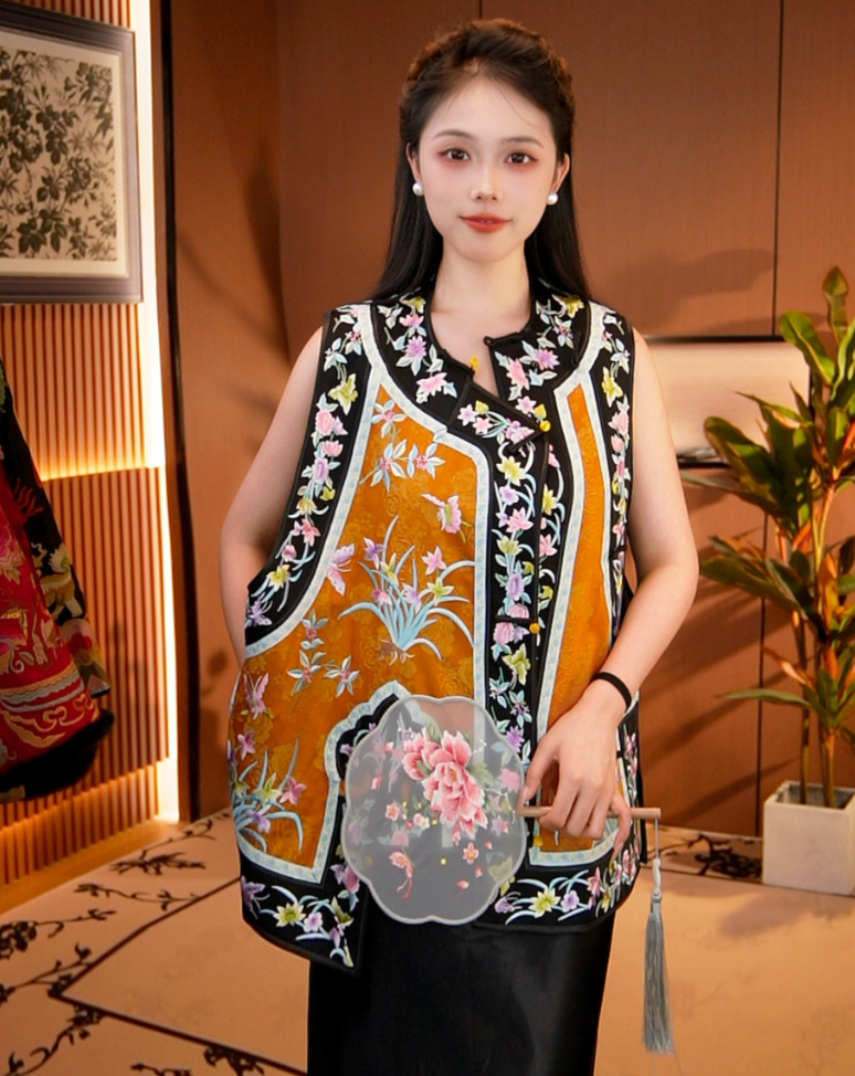程云染彩/新中式马甲国风女装精美重工上衣马甲2025c9233思思