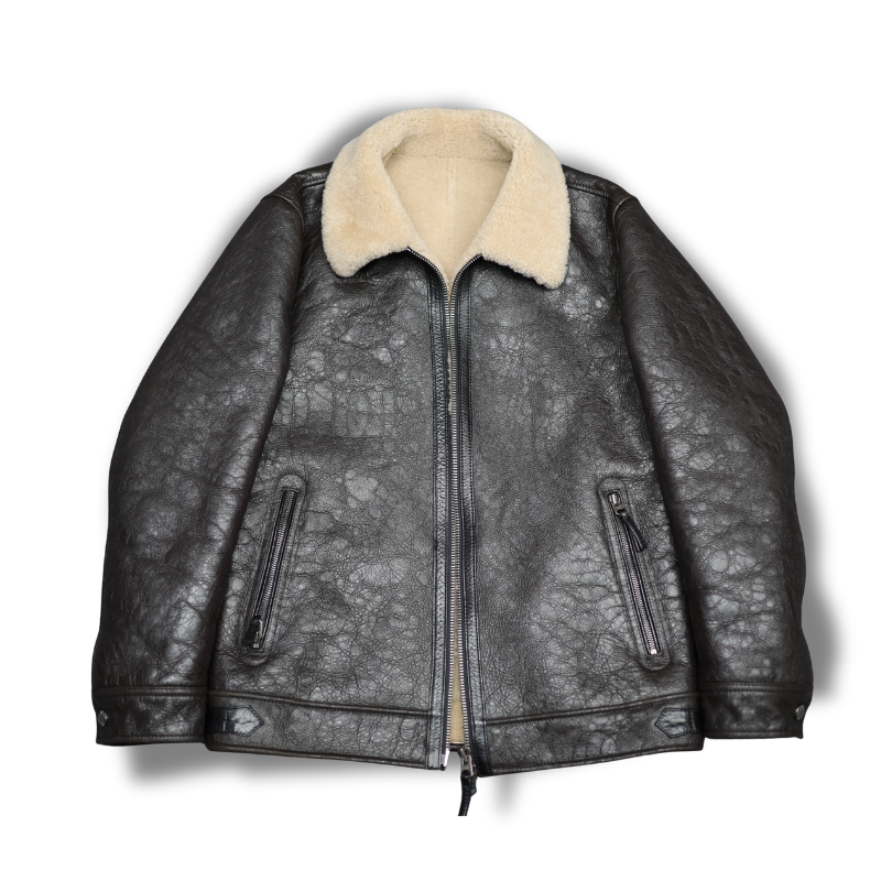 Xinse·周年限定爆裂纹休闲商务进口土耳其原生态羊皮皮毛一体皮衣