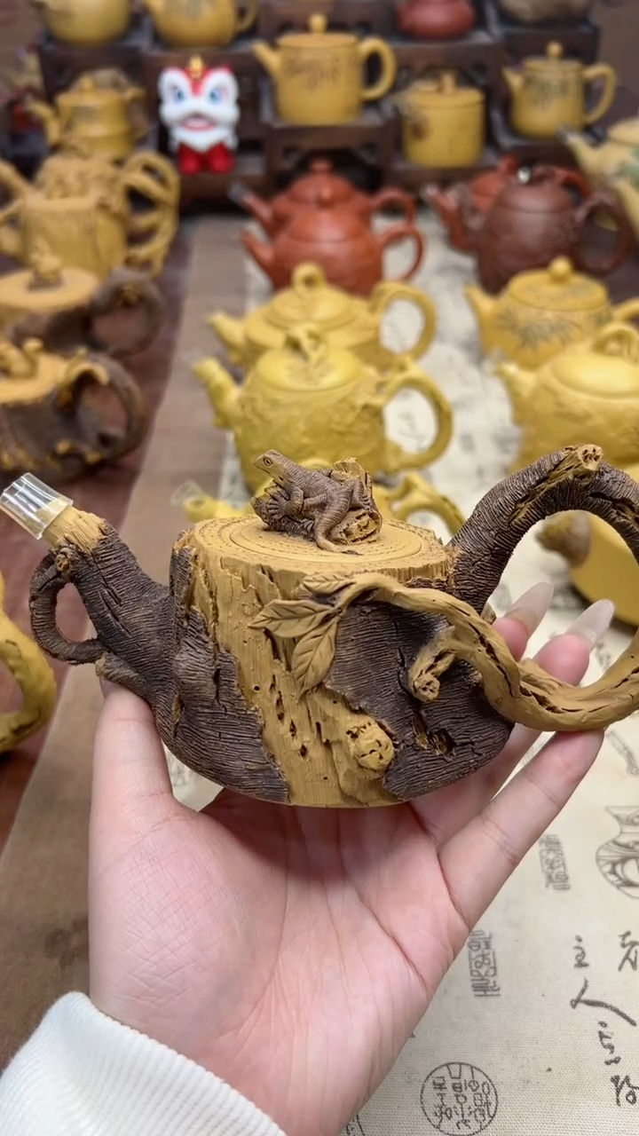 【闪购商品】紫砂茶壶浮雕树桩紫砂茶壶