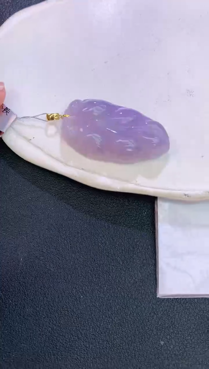 翡翠18K金镶嵌颈饰赠礼盒证书 麦麦