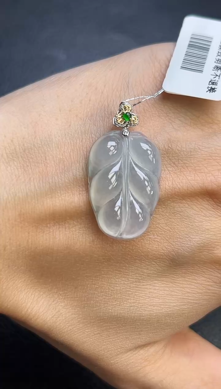 翡翠18K金镶嵌颈饰YM721-6 叶子