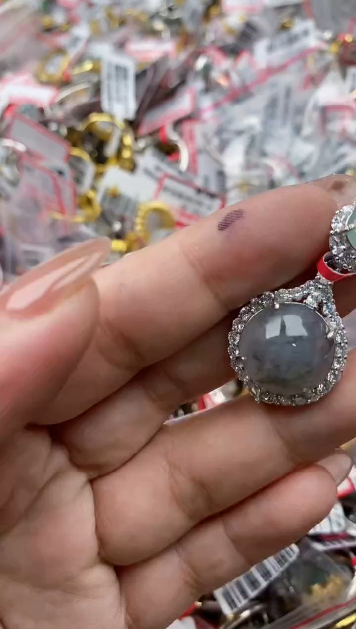 【闪购商品】翡翠戒指银S925镶嵌55555---7