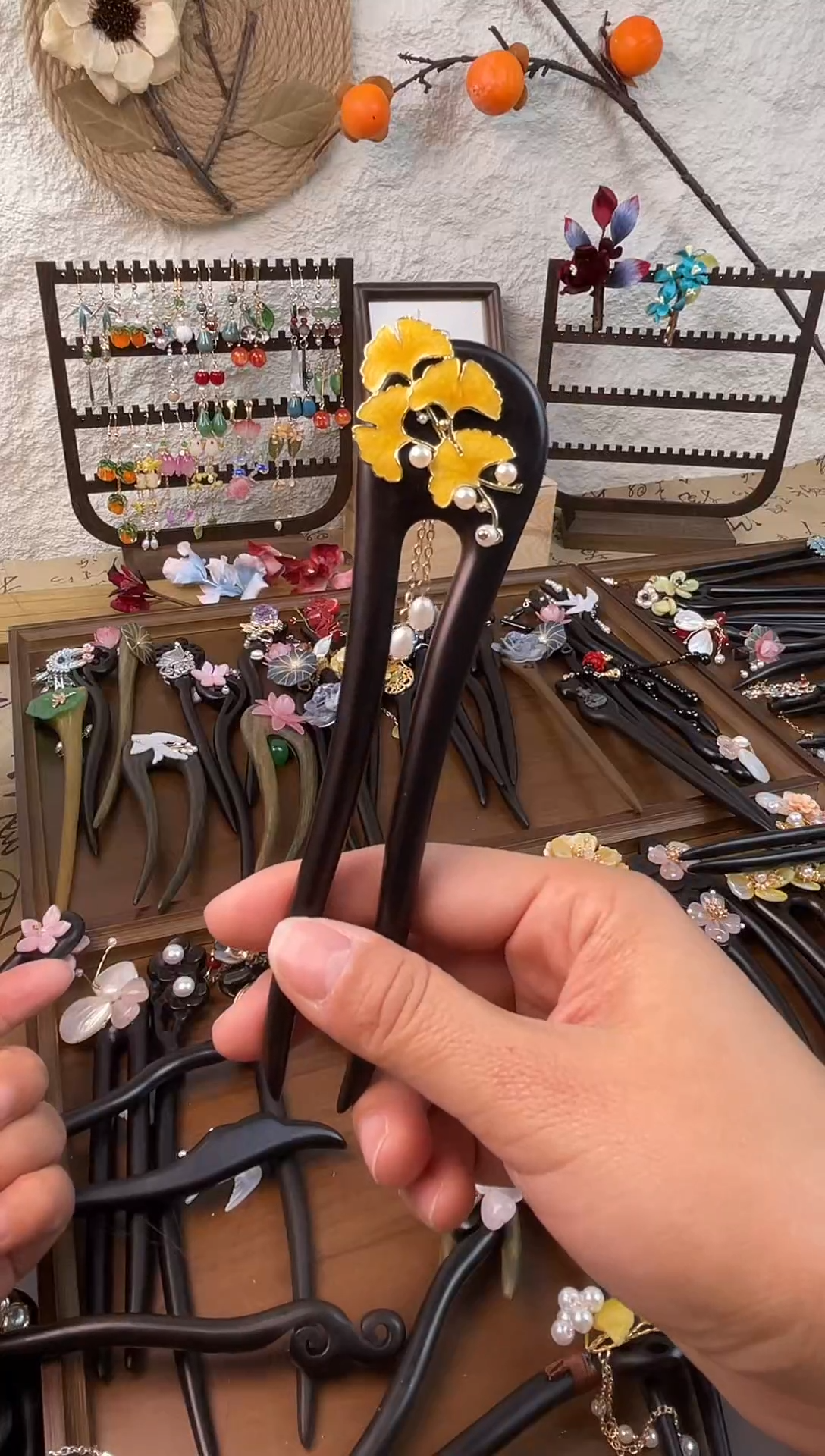 非金属木质5**015厘米黑檀木U簪