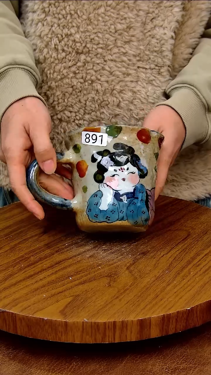 杯子陶景德镇手工手绘釉下彩陶瓷  