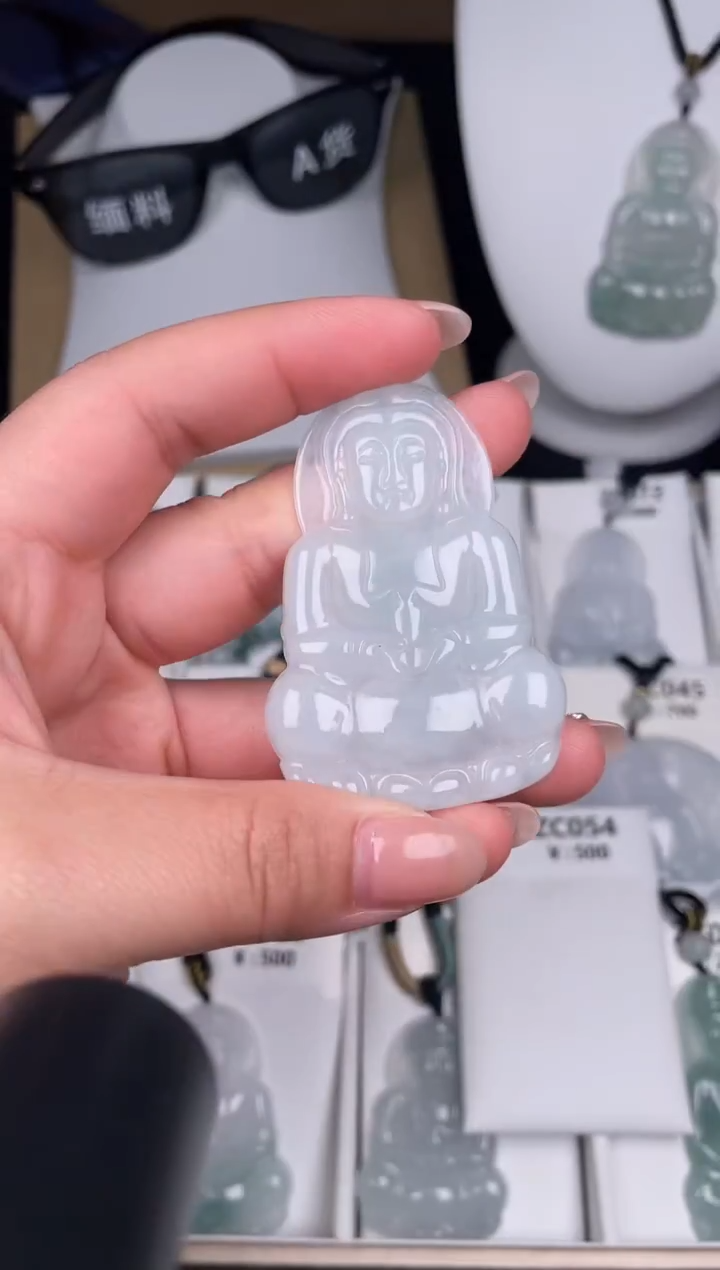 颈饰未镶嵌翡翠ZC054冰大观音+孤品+送同款绳子