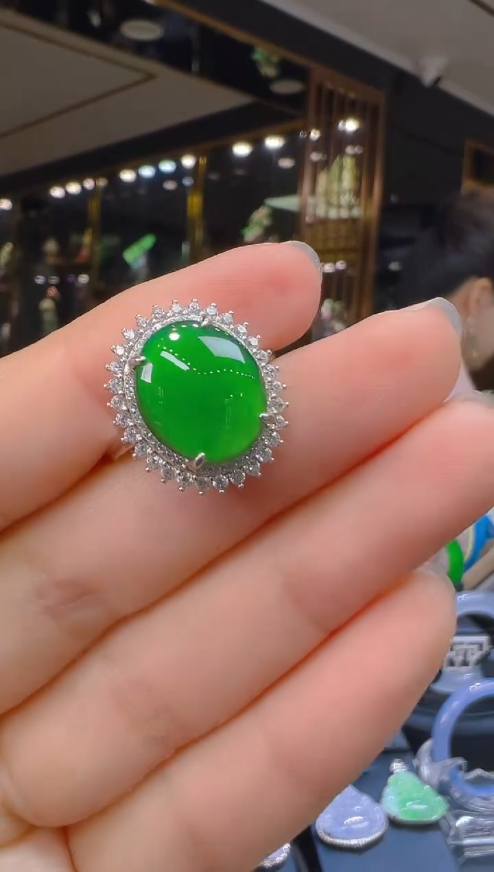 翡翠戒指银S925镶嵌086（多样性发其一）